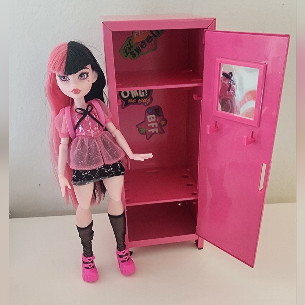 Pink Kids Mini Metal Locker Kids Treasure Box Or Doll Locker For Barbie